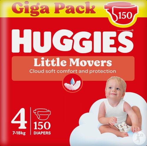 Huggies Little Movers Scutece Bebeluși Mărimea 4 150 Bucăți