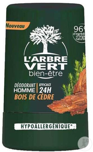 L'Arbre Vert Deodorant Roll-On Bărbați Cedru Lemn 50ml