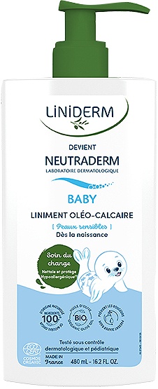 Liniderm Neutraderm Baby Liniment Oléo-Calcaire Bio Flacon Pompe 480ml