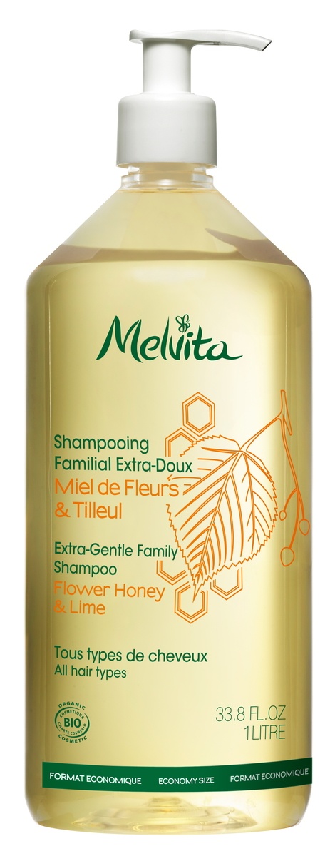 Melvita Essentiels Sampon Pentru Intreaga Familie Extra-Bland Miere De Flori Și Tei Flacon 1l