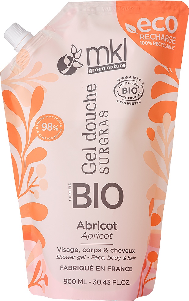 MKL Green Nature Gel De Duș Ultra Hridatant Bio Caise Eco Pentru Față/Corp/Păr Refill 900ml