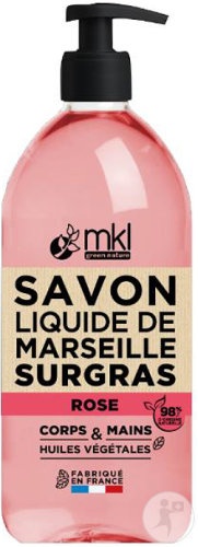 MKL Green Nature Săpun Lichid Marseille Ultra Hrănitor Cu Trandafir Corp/Mâini Flacon Cu Pompă 1l