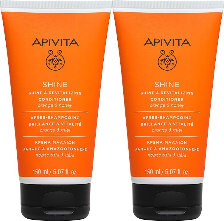 Apivita Balsam De Păr Strălucire Și Revitalizare Portocale Și Miere 2x150ml