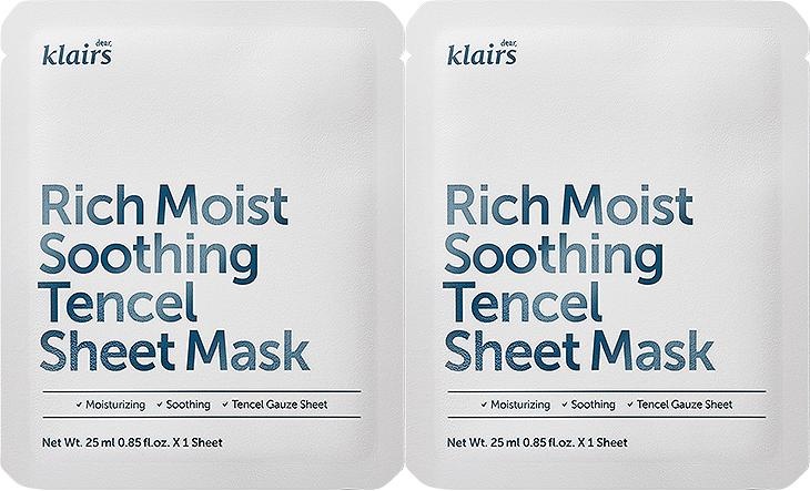 Klairs Rich Moist Mască De Față Calmantă Din Foaie De Tencel 2 Bucăți