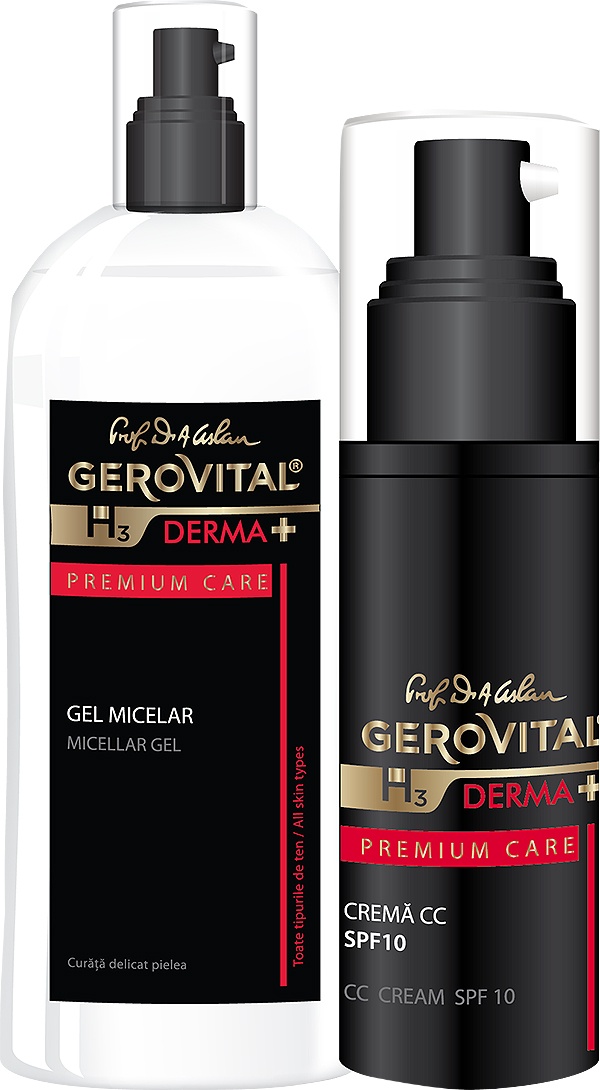 Gerovital H3 Derma+ Premium Care Gel Micelar + Cremă CC SPF10