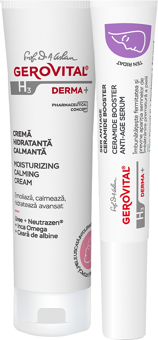 Gerovital H3 Derma+ Ser Anti-Age + Cremă Hidratantă Calmantă