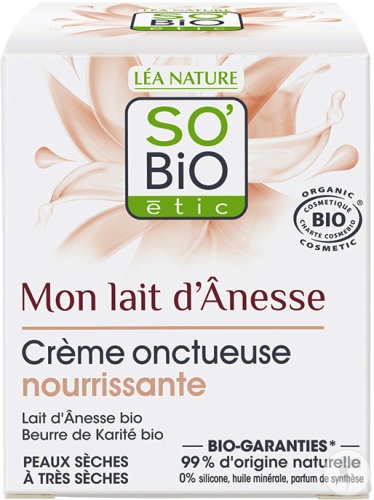So’Bio Étic Cremă Grasă Nutritivă Cu Lapte De Măgăriță Pentru Piele Uscată Și Foarte Uscată 50ml