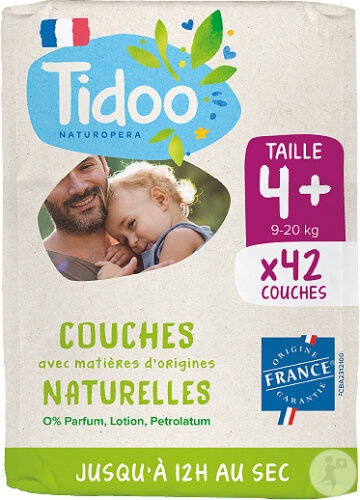 Tidoo Scutece Ecologice Mărimea 4+ Copii 9-20kg Fabricat Franța 42 Bucăți