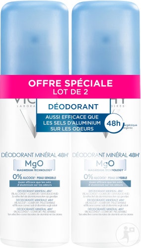 Vichy Deodorant Spray Mineral 48h Pentru Piele Sensibilă Duopack 2x125ml