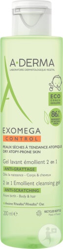 A-Derma Exomega Control Gel De Spălare Emolient 2in1 Anti‑Mâncărimi Pentru Piele Atopică 200ml
