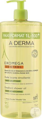 A-Derma Exomega Control Ulei De Curățare Emolient Anti-Mâncărime Pentru Pielea Uscată/Eczemă Atopică 1l