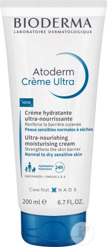 Bioderma Atoderm Cremă Ultra Hidratantă Piele Normală Până La Uscată 200ml