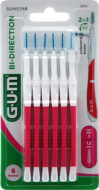 Gum Bi-Direction Periuțe Interdentare 1.2mm Fine 6 Pieces (2614)