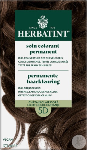 Herbatint Vopsea De Păr Permanentă 5D Castaniu Deschis Auriu 1 Kit