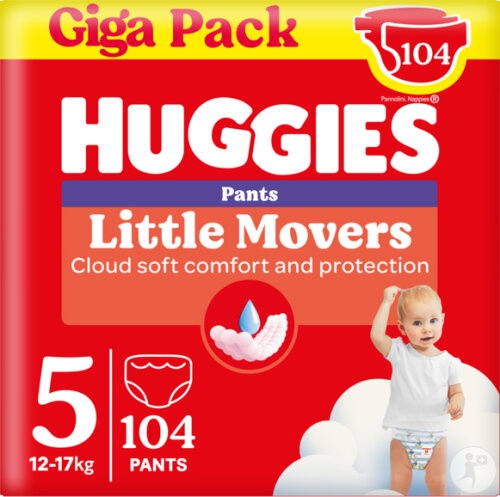 Huggies Little Movers Scutece-Chiloțel Bebeluși Mărimea 5 104 Bucăți