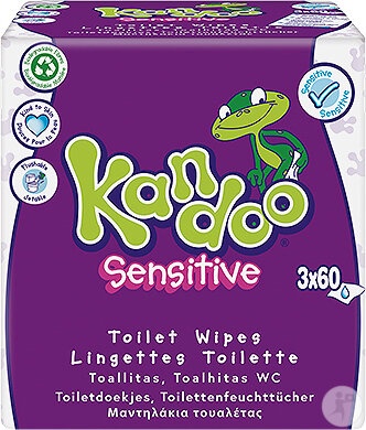Kandoo Șervețele Umede Sensitive 3x60 Bucăți