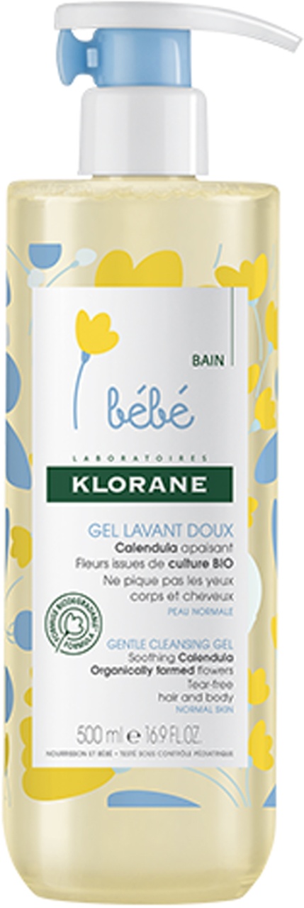 Klorane Bébé Gel De Curățare Delicat Cu Mușețel Corp Și Păr Bio 500ml