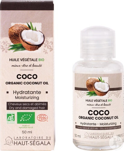Laboratoire Du Haut-Ségala Ulei Vegetal De Cocos Bio Hidratant Pentru Păr Uscat Și Deteriorat 50ml