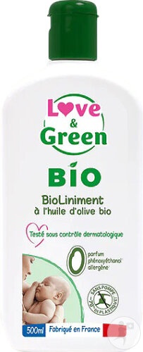 Love&Green Bioliniment Cu Ulei De Măsline Bio Pentru Piele Sensibilă Sau Reactiva 500ml