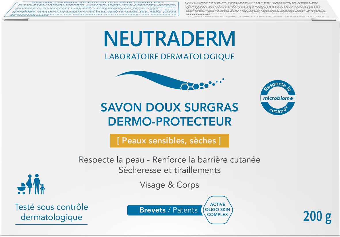 Neutraderm Săpun Delicat Surgras Dermo-Protector Față Și Corp Piele Sensibilă Și Uscată 200g