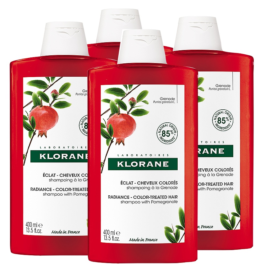 3+1 Klorane Șampon Cu Efect De Strălucire Cu Extract De Rodie Păr Colorat 4x400ml