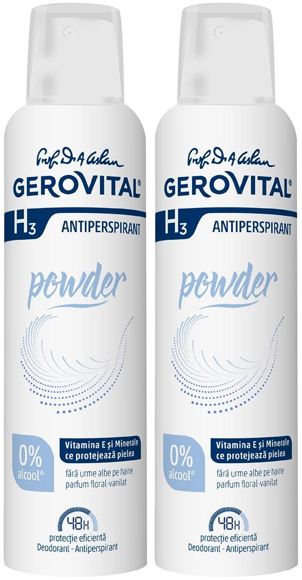 Gerovital H3 Antiperspirant Deodorant Powder 2x150ml