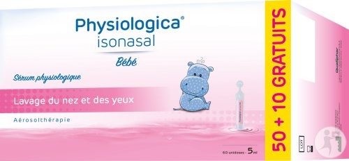 Physiologica Isonasal Bébé Soluție Spălături Nazale Și Oculare 50x5ml + 10 Doze Cadou