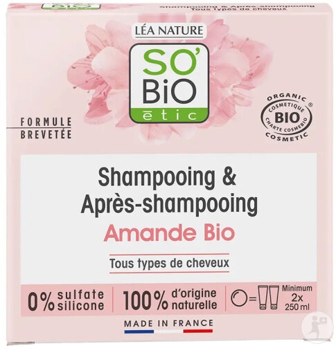 So’Bio Étic Șampon Solid Și Balsam 2in1 Cu Migdale Bio 65g