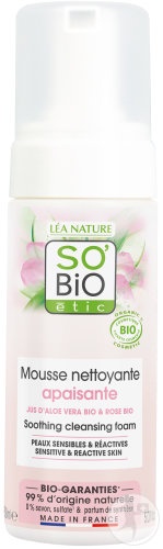 So'Bio Étic Aloe Vera Spumă De Curățare Calmanta Pentru Ten Sensibil Și Reacții Bio 150ml