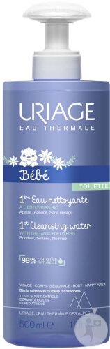Uriage Bébé 1st Apă De Curățare Pentru Față Și Corp Flacon Cu Pompiță 500ml