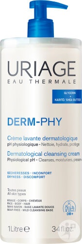 Uriage Cremă Dermatologică De Curățare Pentru Piele Sensibilă Față/Corp/Păr Flacon Pompă 1l