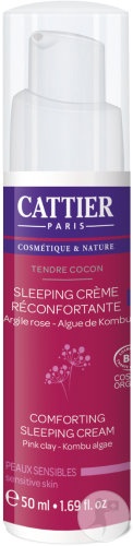 Cattier Cremă De Noapte Reconfortantă Cocon Blând Pentru Piele Sensibilă Bio Flacon Cu Pompiță 50ml