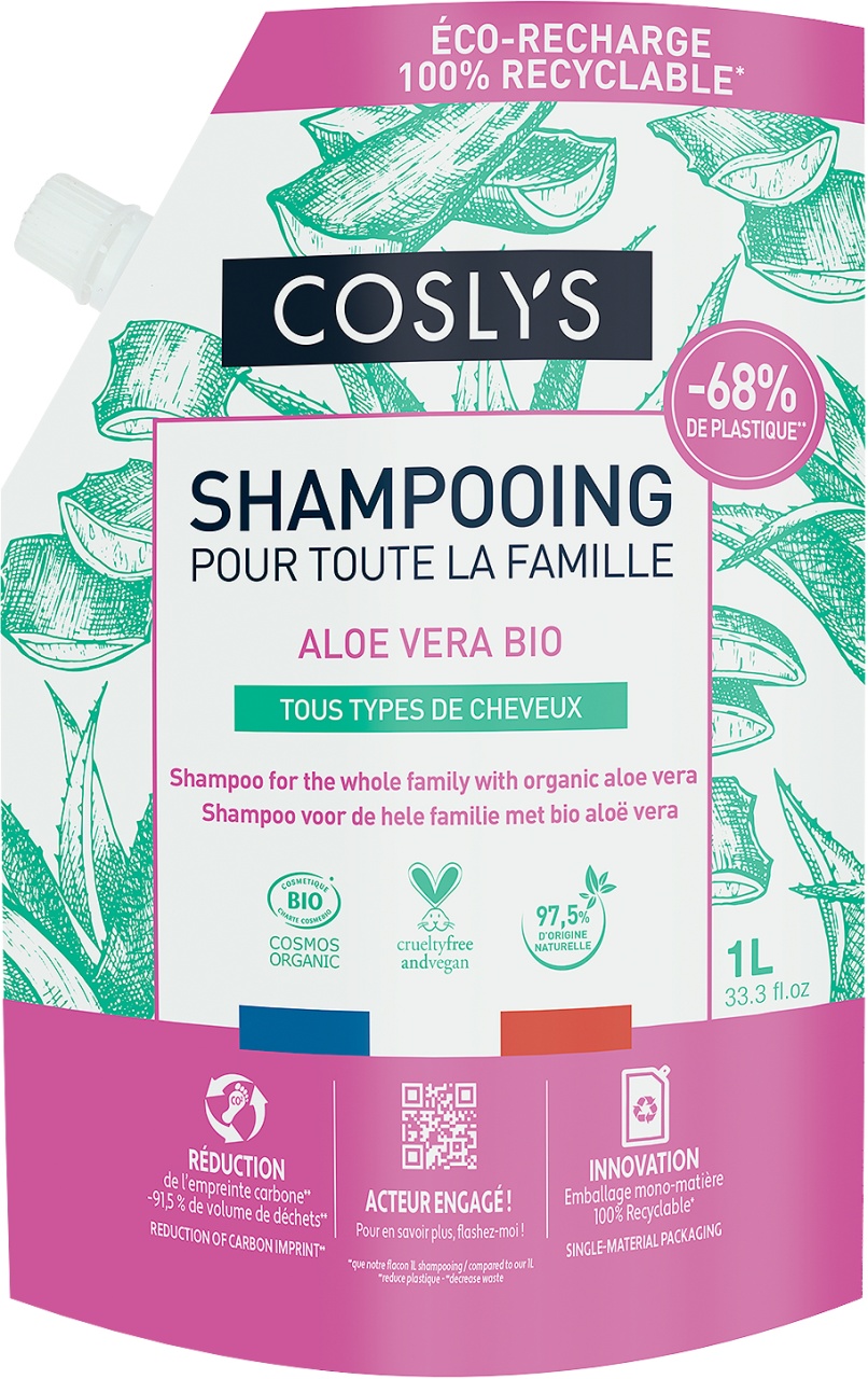 Coslys Organic Șampon Cu Aloe Vera Pentru Toate Tipurile De Păr Rezervă 1000ml