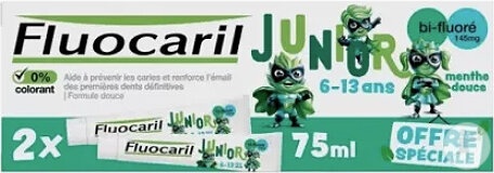Fluocaril Junior Pastă De Dinți 6-13 Ani Aromă De Mentă 2x75ml