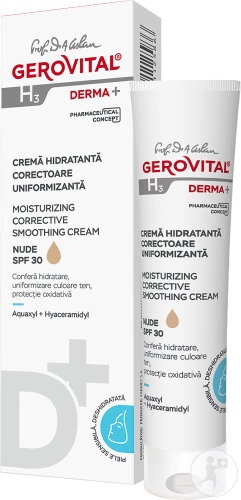 Crema hidratanta corectoare uniformizanta H3 Derma+, Nude, 30 ml, Gerovital - imagine 4