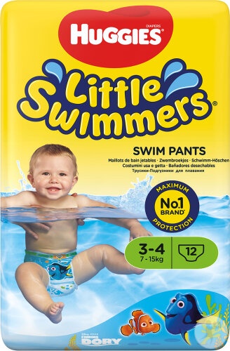 Chilotei inot Little Swimmers, Nr. 3-4, 7-15 kg, 12 bucati, Huggies - imagine 3