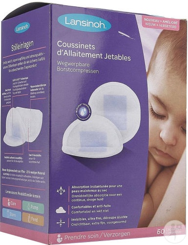 Lansinoh Dischete De Alăptare De Unică Folosință Blue Lock 60 Bucăți