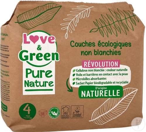 Love&Green Scutece Ecologice Și Hipoalergenice Nealbite Mărimea 4 38 Bucăți