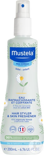 Mustela Bébé Apă Răcoritoare Și Coafantă Pentru păr și piele normală Flacon cu pulverizator 200ml