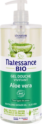 Natessance Bio Gel De Duș Revigorant Cu Aloe Vera Flacon Cu Pompiță 1l