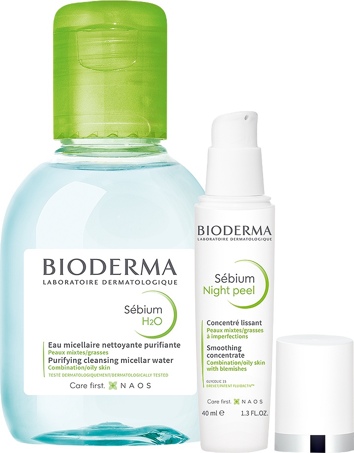Bioderma Sébium Noapte Peeling + Bioderma Sébium H2O Apă Micelară