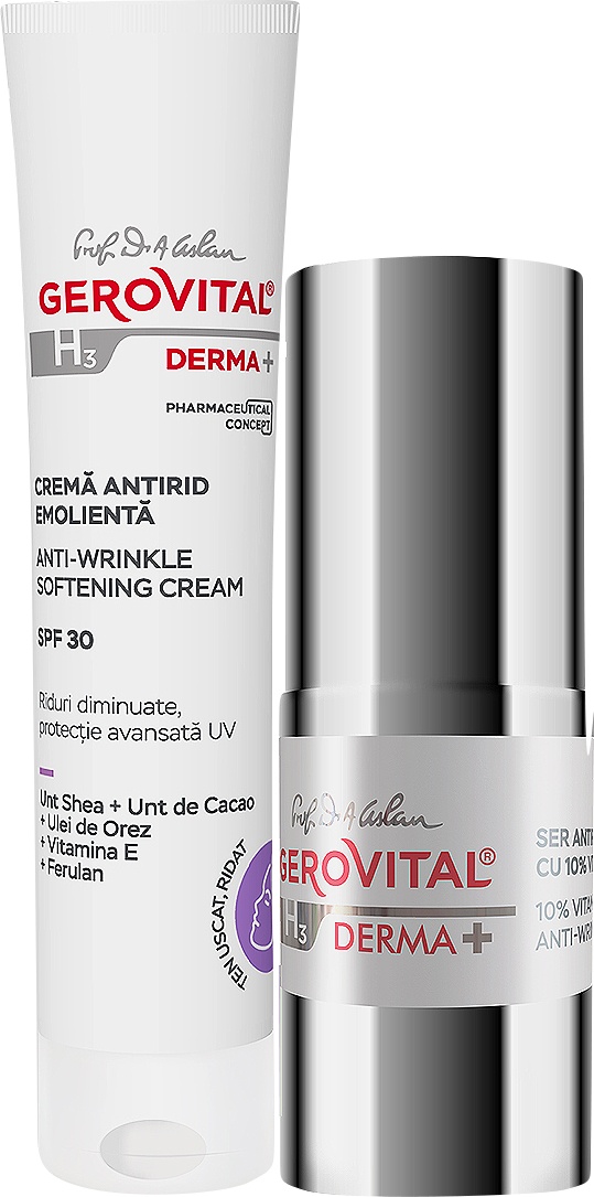 Gerovital H3 Derma+ Cremă Antirid SPF30 + Ser Antirid Cu 10% Vitamina C