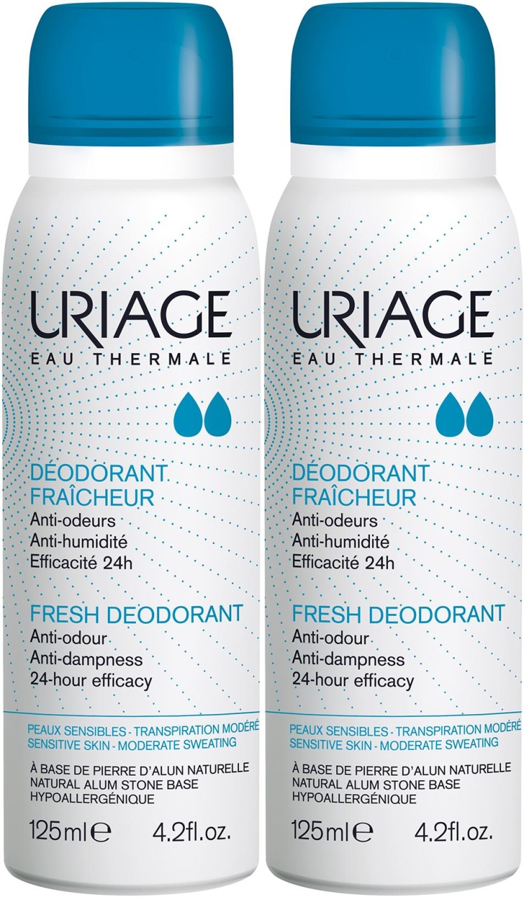 Uriage Deodorant Prospețime Anti-Mirosuri Anti-Umiditate Piele Sensibilă 2x125ml