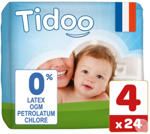 Tidoo Scutece Ecologice Hipoalergenice Mărimea 4 Copii 7-18kg Fabricat Franța 24 Bucăți