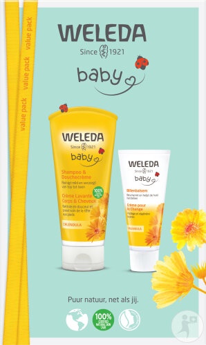 Weleda Bébé Set Calendula Bebeluși Șampon Gel Duș + Cremă Scutec 1 Bucată