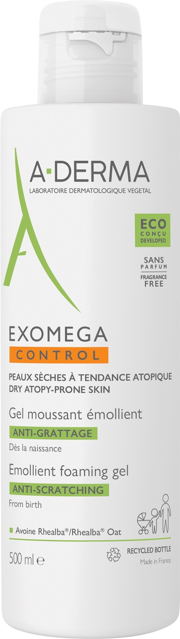 A-Derma Exomega Control Gel Spumant Emolient Anti-Mâncărimi Piele uscată cu tendință atopică 500ml