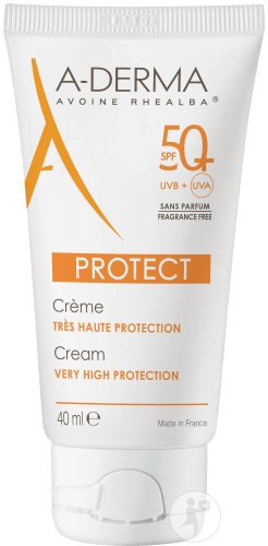 A-Derma Protect Cremă SPF50+ Protecție Solară Foarte Înaltă Fără Parfum 40ml