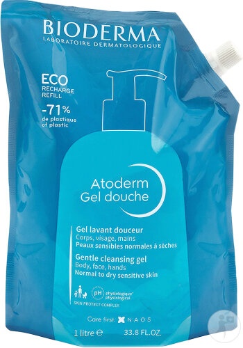 Bioderma Atoderm Gel Duș Corp/Față/Mâini Piele Uscată/Sensibilă/Atopică Rezervă 1l