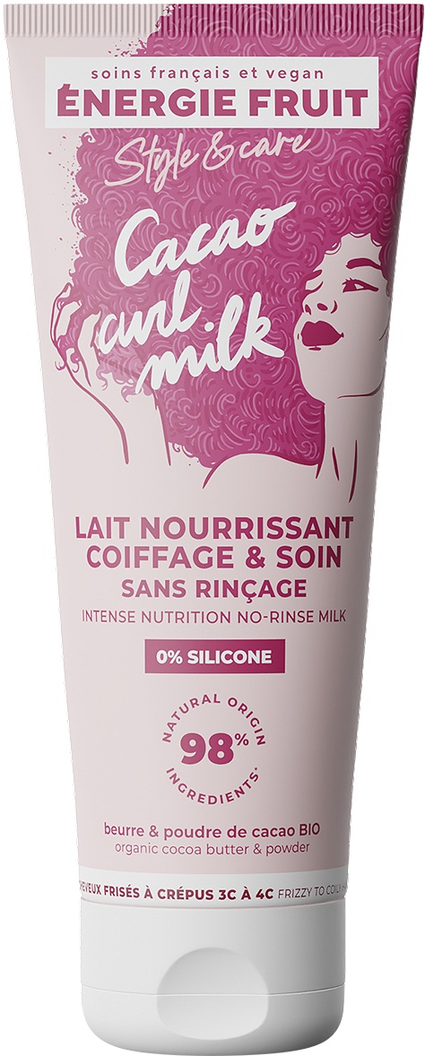 Energie Fruit Lapte Coiffant Nutritiv‑Intens Cacao Fără Clătire Păr Creț Bio Tub 200ml