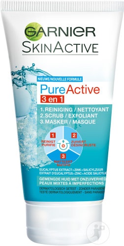 Garnier SkinActive Pure Active 3in1 Cu Argila Anti-Acneic Ten Mixt Cu Imperfecţiuni Tub 150ml